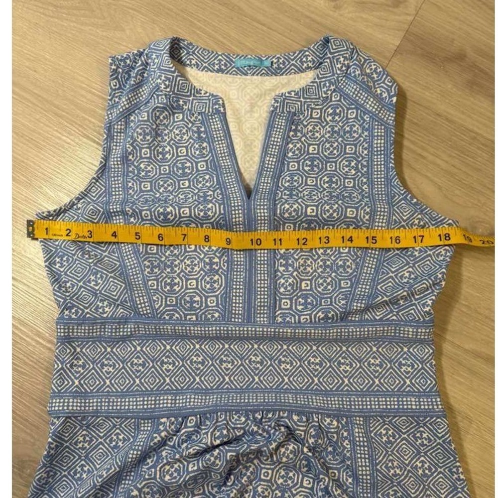 J Mclaughlin Blue Geometric Pattern Sleeveless Mi… - image 3